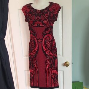 Worthington Red Sheath Midi Dress Cap Sleeve